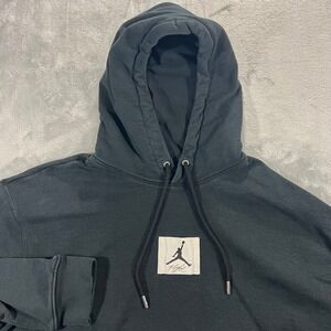 JORDAN Flight Hoodie Mens XL Black Fleece Pullover DQ7338-010 Jumpman Comfy